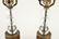PAIR PETITE BRASS TABLE LAMPS GLASS SPHERES - 3