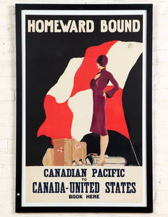 FRENCH LITHOGRAPH TRAVEL POSTER DEFOREST: Lockwood de Forest (French, 1850-1932) "Homeward Bound" A lithograph in colours travel poster, Republique Francaise ink stamp. Ht: 41.5" Wd: 26.75" (site) Ht: 44" Wd: 29" (framed)