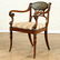 19TH C CONTINENTAL WALNUT OPEN ARMCHAIR