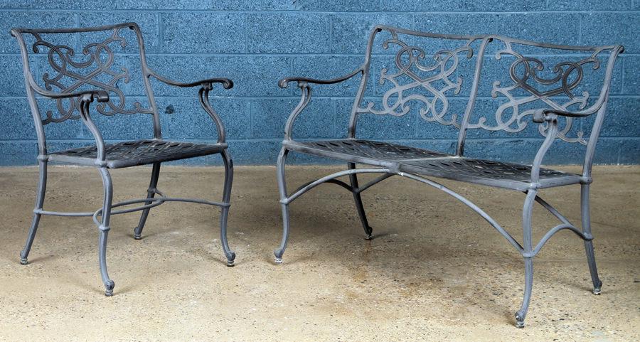 ALUMINUM SETTEE AND MATCHING ARM CHAIR (1 of 6)