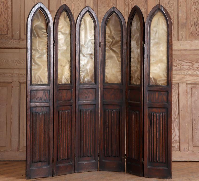 SPANISH STYLE GOTHIC OAK 6-PANEL DRESSING SCREEN (1 of 8)