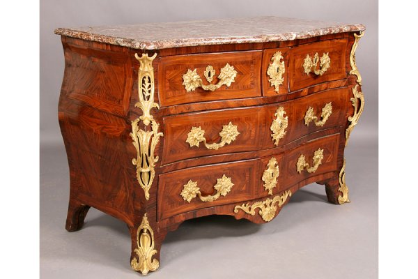 ANTIQUE FRENCH REGENCE BOMBE COMMODE 1770 - 2
