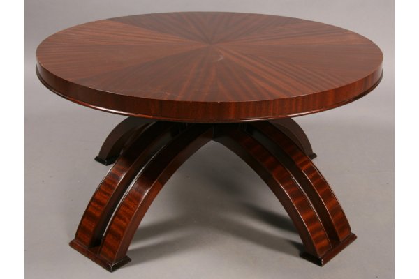 ART DECO STYLE COFFEE TABLE EIGHT LEGS: Art Deco style coffee table with pie shaped veneered top and eight legs circa 1960. Ht: 20.5 Width: 39.5" ***PLEASE NOTE: All property shall be paid for by the purchaser within five (5) business days