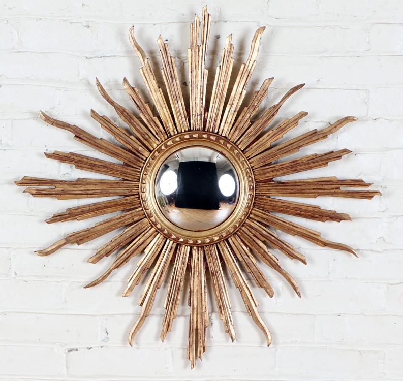 FRENCH GILT WOOD STARBURST MIRROR C.1950 (1 of 4)