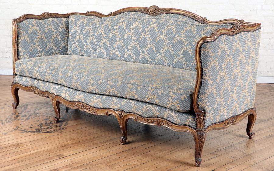 LOUIS XV STYLE CARVED FRENCH SOFA CIRCA 1890 (1 of 6)