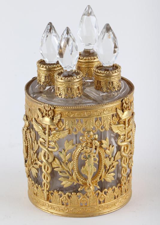 FRENCH GILT AND CRYSTAL SCENT BOTTLE SET C.1910 (1 of 5)