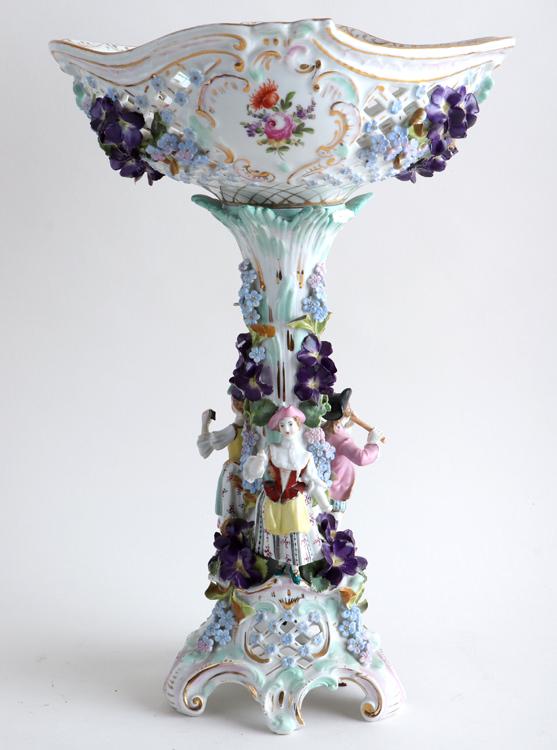 19TH C. DRESDEN GERMAN PORCELAIN FIGURAL COMPOTE (1 of 9)