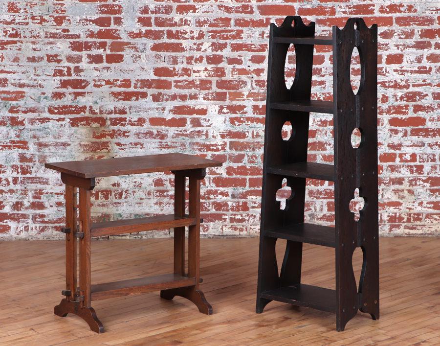 ARTS AND CRAFTS OAK SIDE TABLE AND BOOKCASE 1910 (1 of 7)