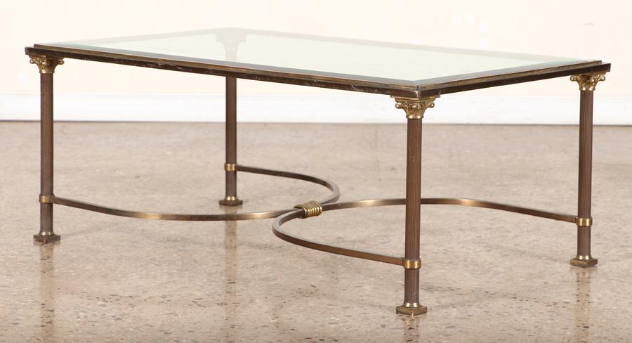 FRENCH BRONZE GLASS COFFEE TABLE CIRCA 1950 (1 of 6)