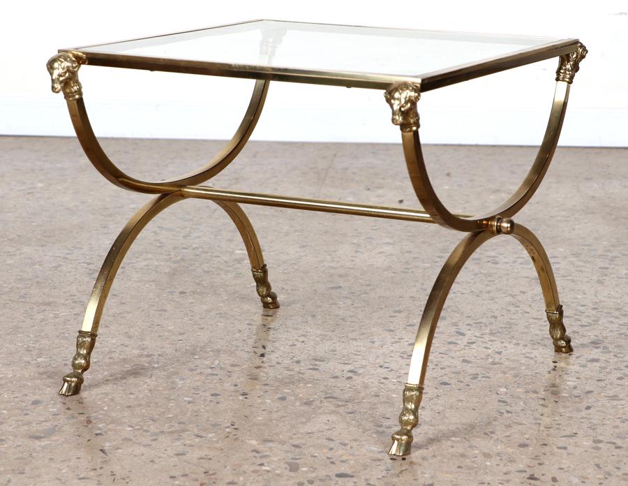 FRENCH BRONZE GLASS TABLE RAMS HEAD DECORATION (1 of 6)