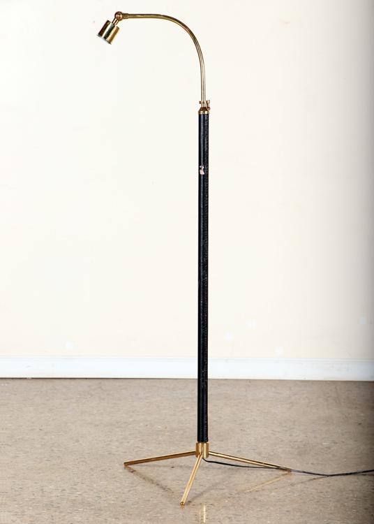 BRASS LEATHER WRAPPED FLOOR LAMP STYLE OF ADNET (1 of 5)
