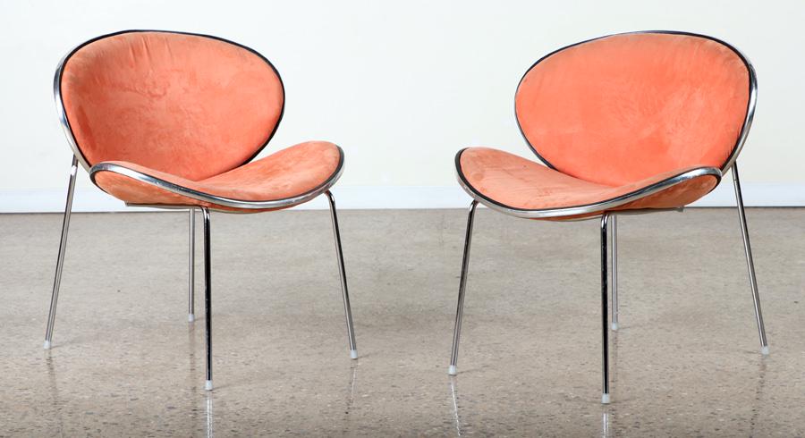 PAIR ITALIAN POLISHED CHROME LOUNGE CHAIRS C.1970 (1 of 7)