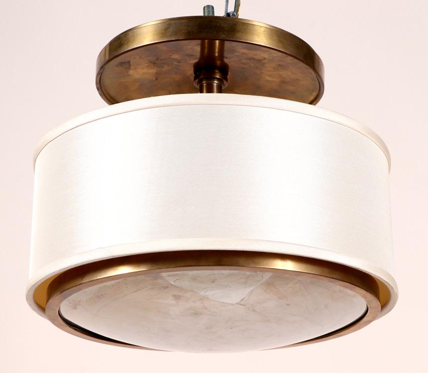 MODERN BRONZE LIGHT FIXTURE BY VISUAL COMFORT: A modern bronze light fixture having two lights marked "BZ" by Visual Comfort. Ht: 12" Dia: 15.5"