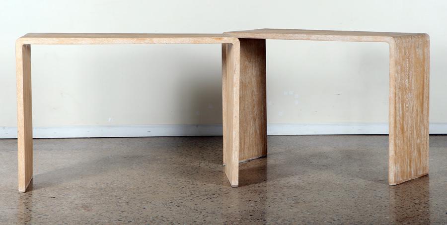 PAIR JEAN MICHEL FRANK STYLE CERUSED OAK CONSOLES (1 of 6)