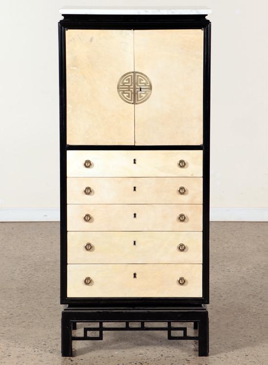 EBONIZED PARCHMENT BAR CABINET MANNER JAMES MONT (1 of 8)