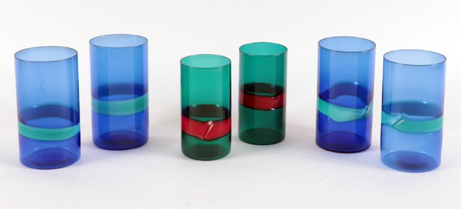 FULVIO BIANCONI FOR VENINI SET SIX TUMBLERS 1960 (1 of 5)