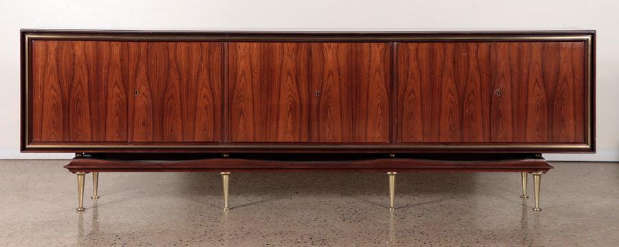 ROSEWOOD AND BRASS 6-DOOR SIDEBOARD C.1965 (1 of 9)