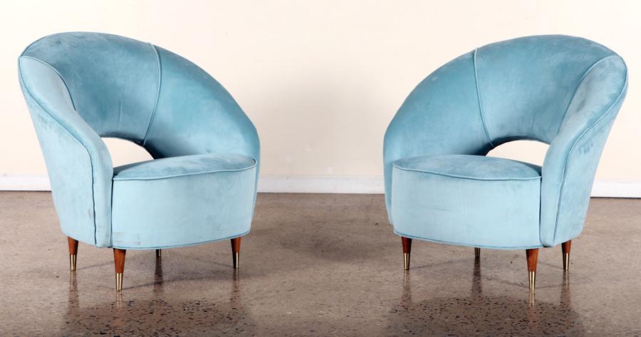 PAIR UPHOLSTERED CLUB CHAIRS MANNER OF ICO PARISI (1 of 6)