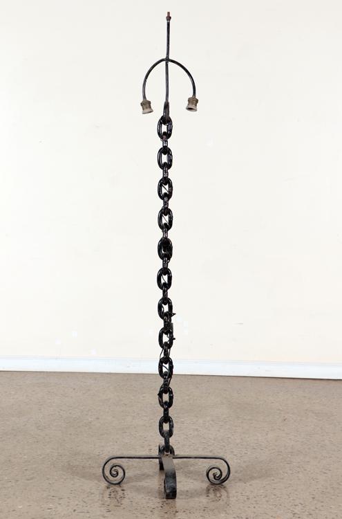 PAINTED BLACK IRON CHAIN FORM FLOOR LAMP C.1930 (1 of 4)