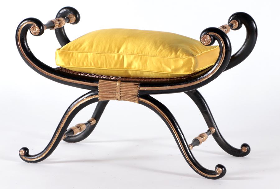 REGENCY STYLE EBONIZED AND GILT BENCH C.1840 (1 of 6)