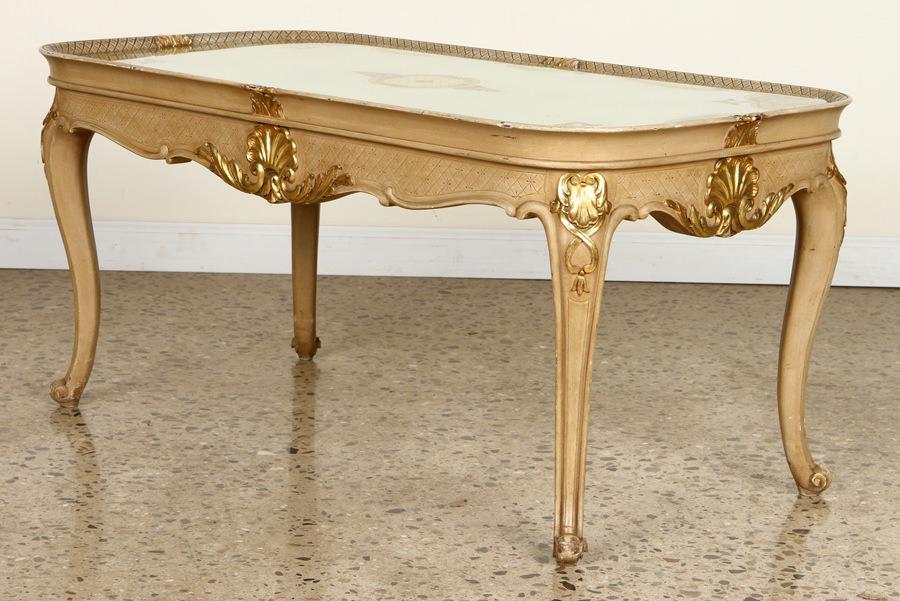 JANSEN PAINTED GILT COFFEE TABLE LOUIS XV STYLE (1 of 6)