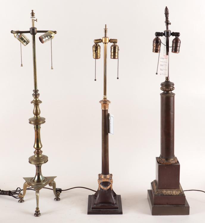 3 DECORATIVE TABLE LAMPS BRONZE AND BRASS 1940 (1 of 7)