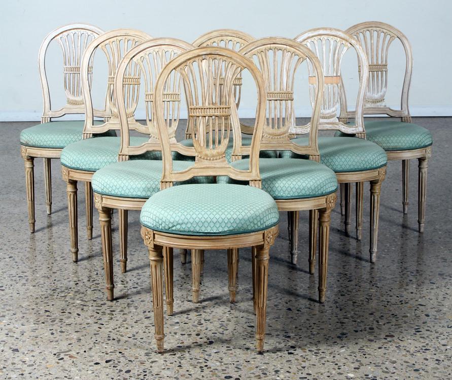 EIGHT PAINTED FRENCH DINING LOUIS XV CHAIRS 1920 (1 of 6)