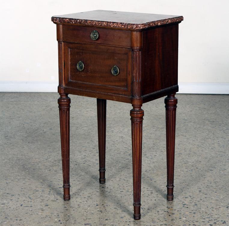 FRENCH MARBLE TOP ONE DRAWER NIGHT STAND (1 of 5)