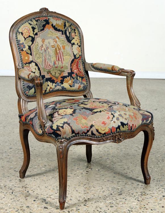 FRENCH LOUIS XV STYLE OPEN ARM CHAIR C.1920 (1 of 5)