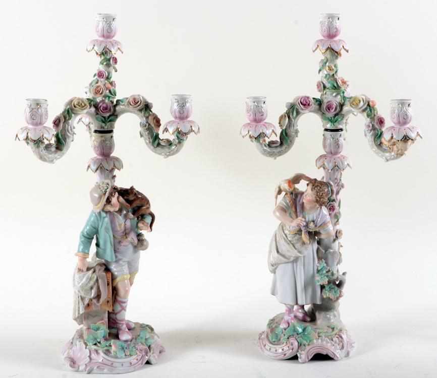 PAIR GERMAN PORCELAIN FIGURAL CANDELABRAS C.1900 (1 of 8)