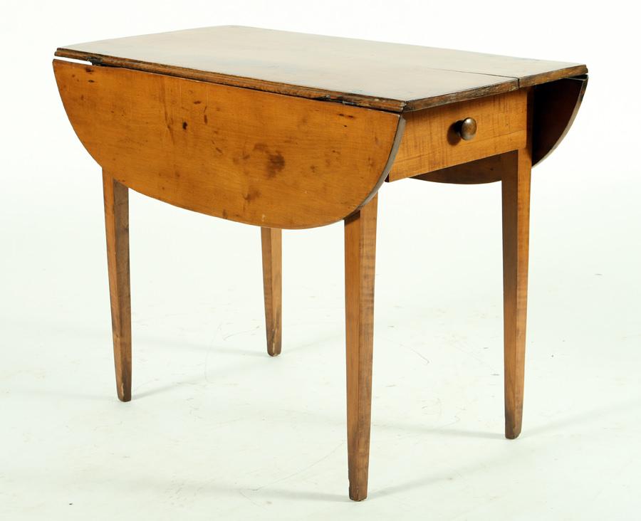 19TH C MAPLE DROP LEAF TABLE WITH A SINGLE DRAWER (1 of 4)