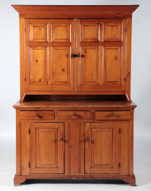 2-PT PINE HUTCH WITH RAISED PANEL DOORS C.1800 (1 of 7)