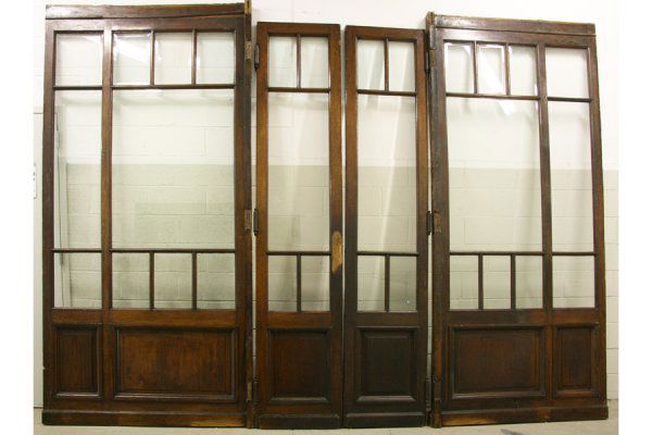VICTORIAN OAK STORE ENTRY WAY 2 DOORS: Victorian oak store entry way with two doors and beveled glass circa 1900. Ht: 114" Width: 101" ***PLEASE NOTE: All property shall be paid for by the purchaser within five (5) business days of the sal