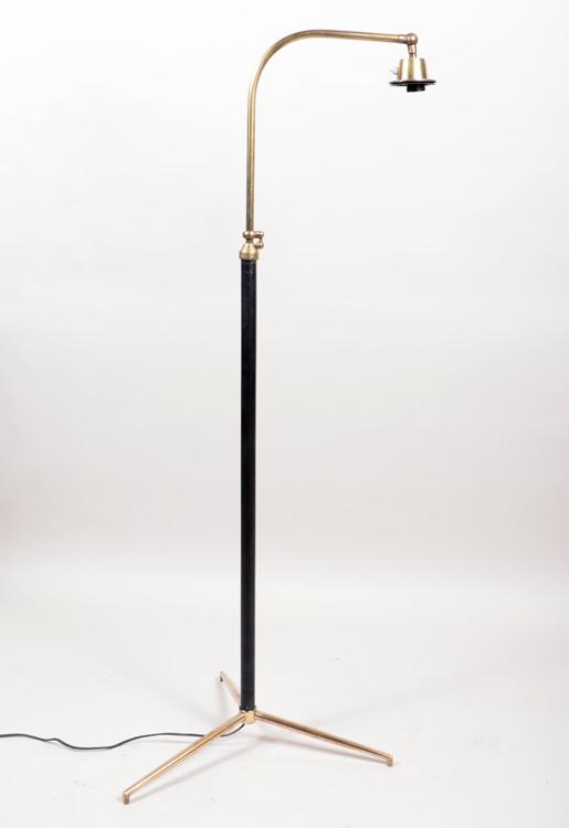 BRASS IRON ADJUSTABLE FLOOR LAMP C. 1950 (1 of 4)