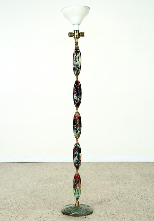 ITALIAN CERAMIC & BRASS FLOOR LAMP C. 1950 (1 of 6)