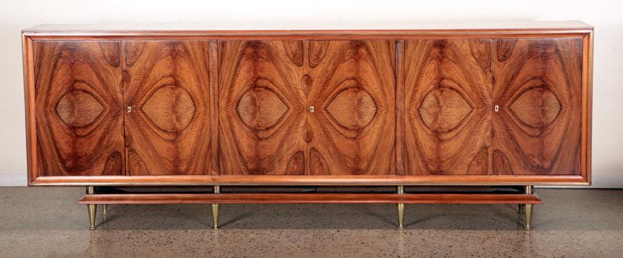 WALNUT AND BRONZE SIDEBOARD CIRCA 1960 (1 of 9)