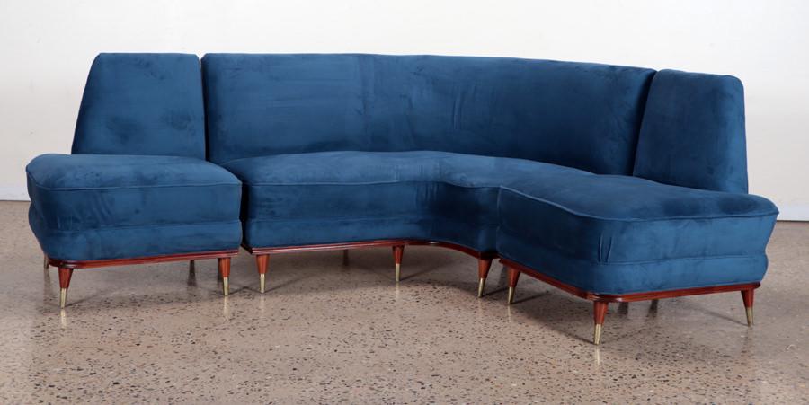 THREE PART UPHOLSTERED SOFA C. 1950 (1 of 7)