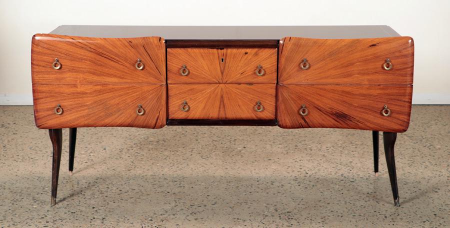 ITALIAN SIX DRAWER DRESSER STAR BURST DESIGN C. 1950 (1 of 6)