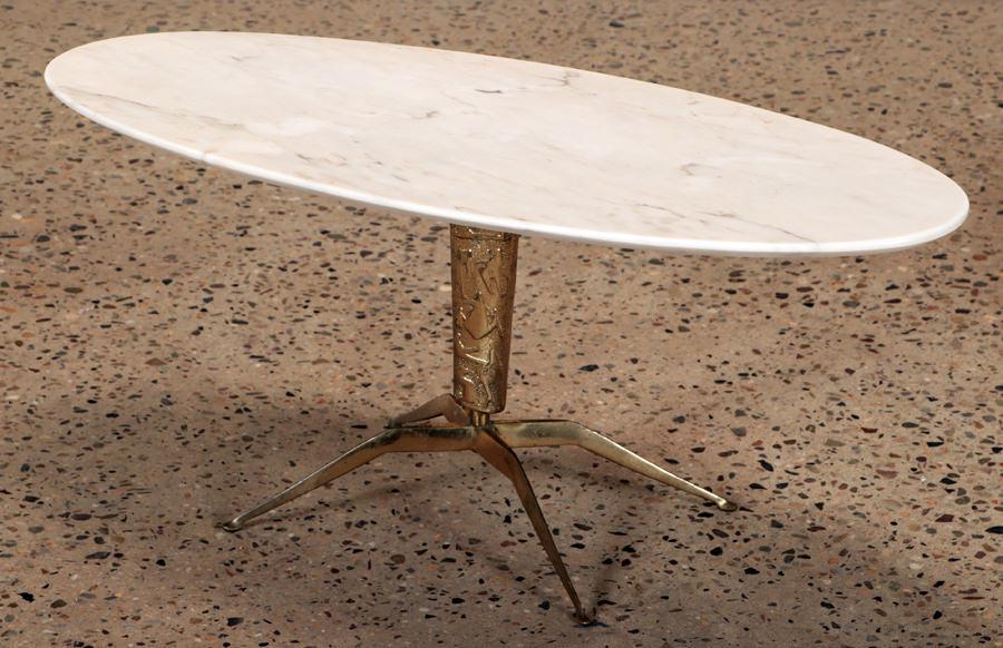 ITALIAN MARBLE & BRASS COFFEE TABLE C. 1950 (1 of 5)
