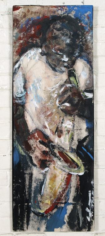 ANDREW TURNER "SAXOPHONE BOY" OIL ON CANVAS (1 of 5)