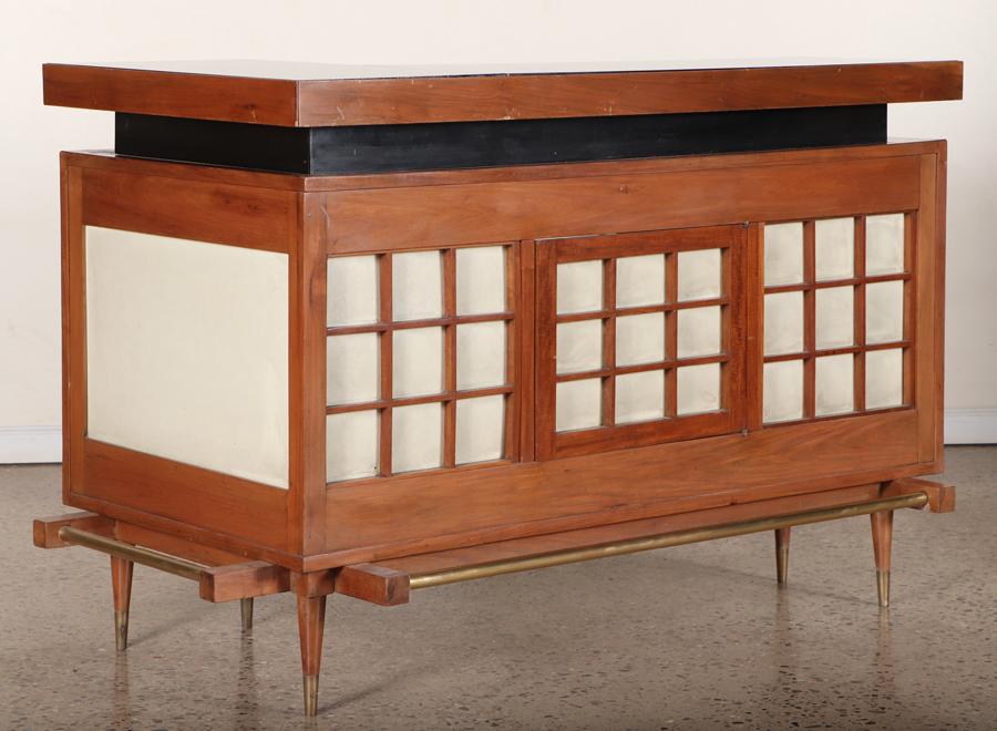 ITALIAN WALNUT AND BRASS BAR COUNTER C. 1960 (1 of 8)