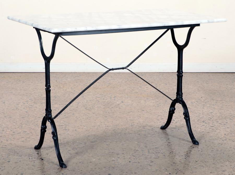 FRENCH CAST IRON AND MARBLE TOP BISTRO TABLE (1 of 6)