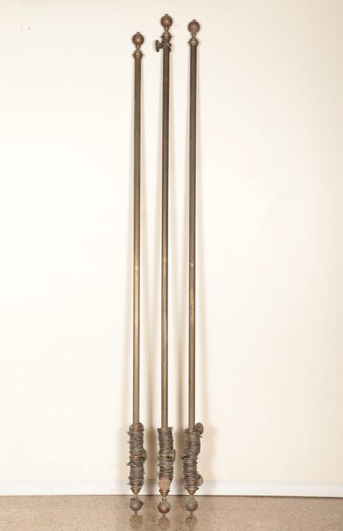 SET 3 LARGE BRASS CURTAIN RODS CIRCA 1930 (1 of 4)