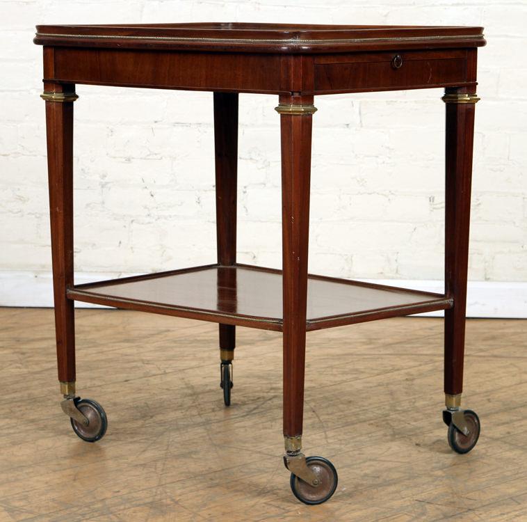 JANSEN MAHOGANY SERVING CART BRONZE MOUNTS C.1945 (1 of 5)