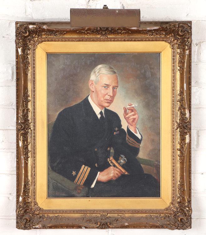 ANTIQUE OIL ON CANVAS COMMANDER US NAVY RESERVE (1 of 8)