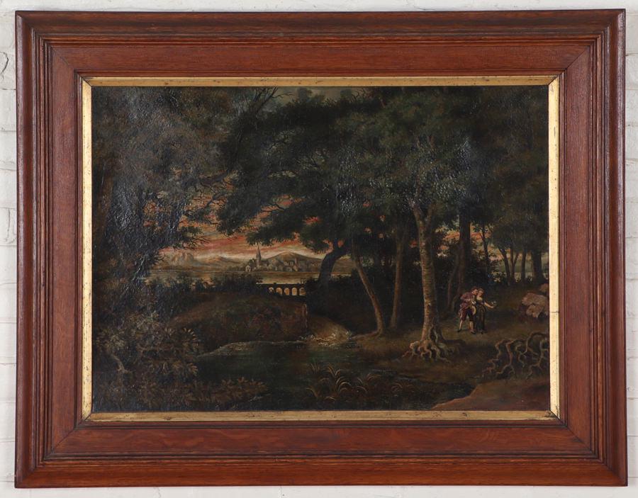 19TH C. OIL ON CANVAS LANDSCAPE EUROPEAN COURTING (1 of 7)