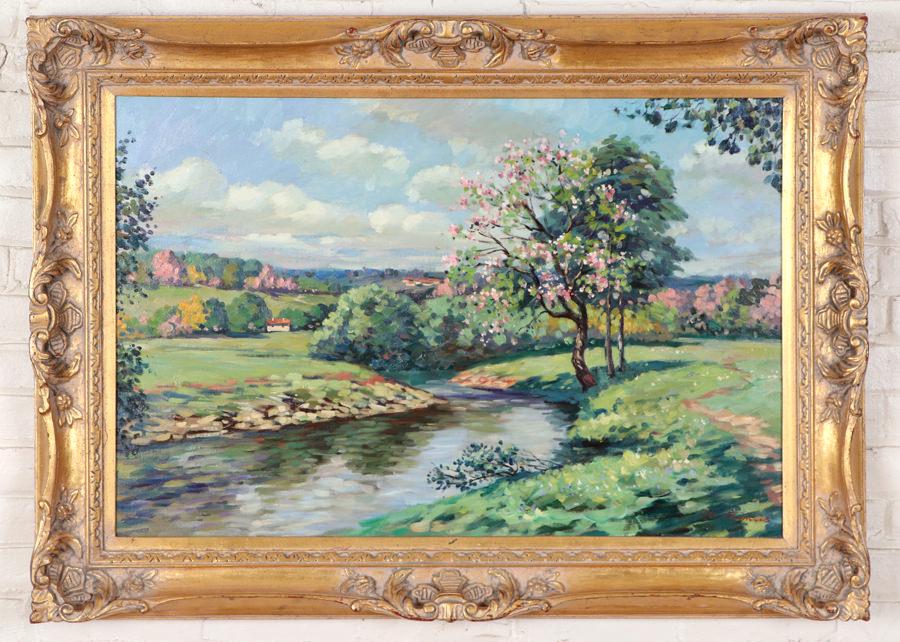 OIL ON CANVAS SPRING LANDSCAPE PAINTING (1 of 6)