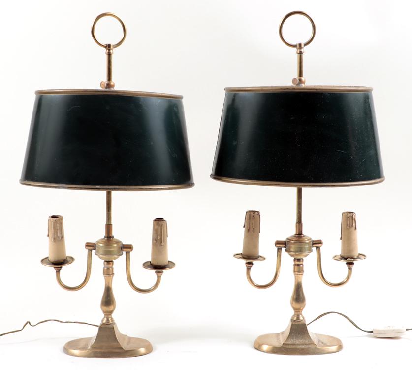 PAIR BRASS ADJUSTABLE TABLE LAMPS C.1940 (1 of 4)