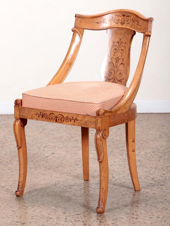 FRENCH CHARLES X INLAID MAPLE SIDE CHAIR C. 1830 (1 of 5)