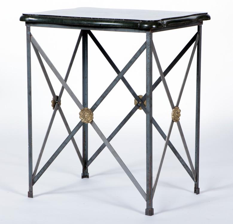 REGENCY STYLE IRON & BRONZE TABLE INLAID TOP (1 of 6)
